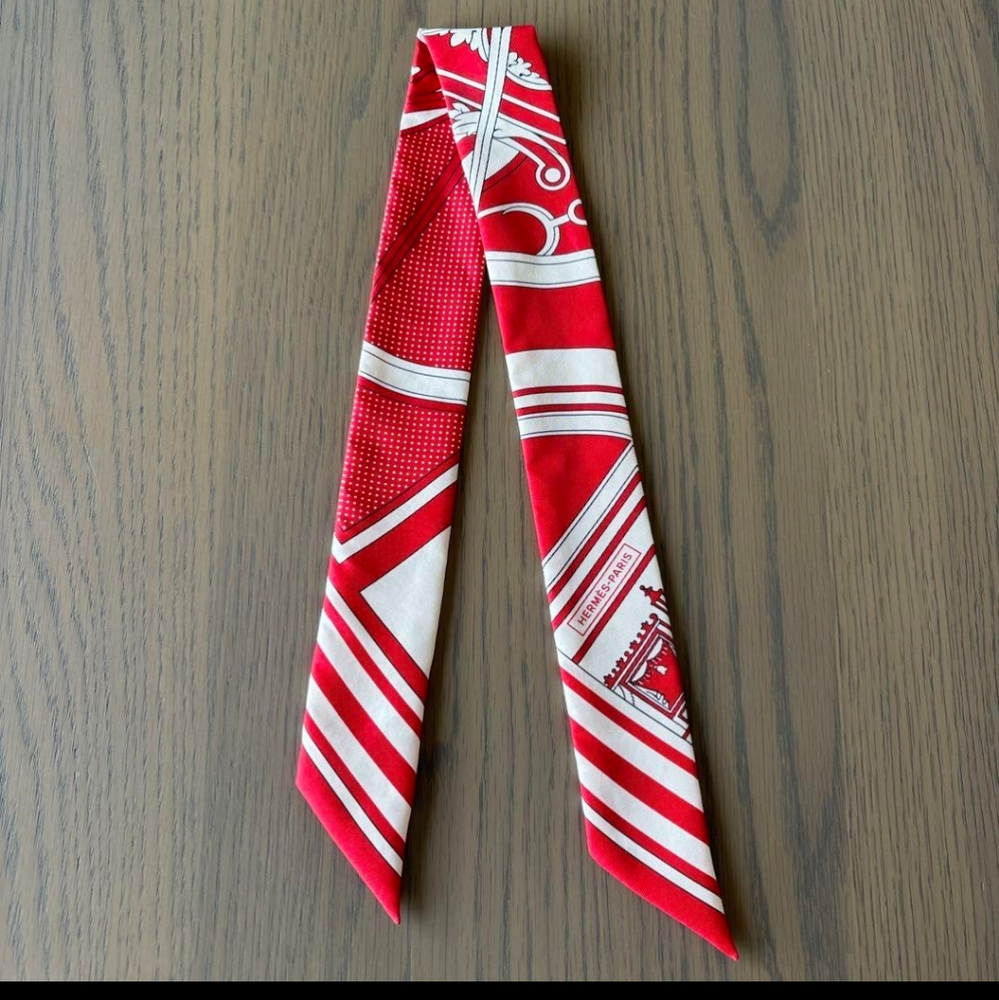 Hermès Hermes Silk Twilly Scarf Red